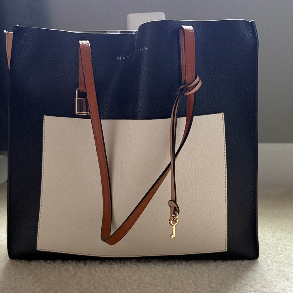Marc Jacobs Black and Cream Tote with Tan Accents